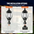 thumbnail image 5 of VEVOR 2 Pack Dusk to Dawn Outdoor Post Light, 20.87 in, Waterproof Lamp Post Light Fixtures with 5.5 in Pier Mount Base Glass Shade, Lightning-proof Exterior Pole Column Light, 5 of 9