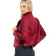thumbnail image 6 of Made by Olivia Women's Long Sleeve Zipper Closure Moto Biker Faux Leather Jacket, 6 of 7
