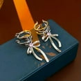 thumbnail image 6 of HOOUN 1 Pair Women Silver Color Bow Ribbon Ear Clip Sweet Style Unpierced Earrings-Right, 6 of 9