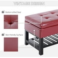 thumbnail image 6 of Hyxoo 44" Tufted Faux Leather Ottoman Storage Bench with Shoe Rack- Crimson Red, 6 of 10
