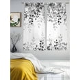 thumbnail image 3 of Grey Sheer Curtains 63 Inch Length 2 Panels Set - Light Filtering Window Treatments, Eucalyptus Leaves Rod Pocket Semi Curtains for Living Room/Bedroom/Kitchen Décor, 104"W x 63"L, 3 of 7