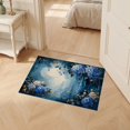 thumbnail image 2 of ODIKA 2'x3' Ultra-Soft Accent Mat, Round Abstract Navy Boho Ocean Brushed Hydrangea Border Extra None Washable, Bare feet friendly, Easy Care Indoor rug for Bedside, Footrest, 2 of 7