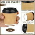 thumbnail image 2 of 100 Set 4oz Disposable Espresso Cups with Lids Ripple Corrugated Paper Disposable Coffee Insulated Hot Ripple Cups for hot Chocolate, Tea, and Cocoa Drinks(Kraft Paper Color), 2 of 12