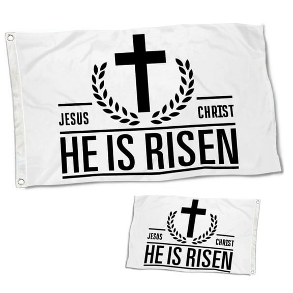 Double Sided Jesus He is Risen Flag Banner with Brass Grommets 12x18 Inch