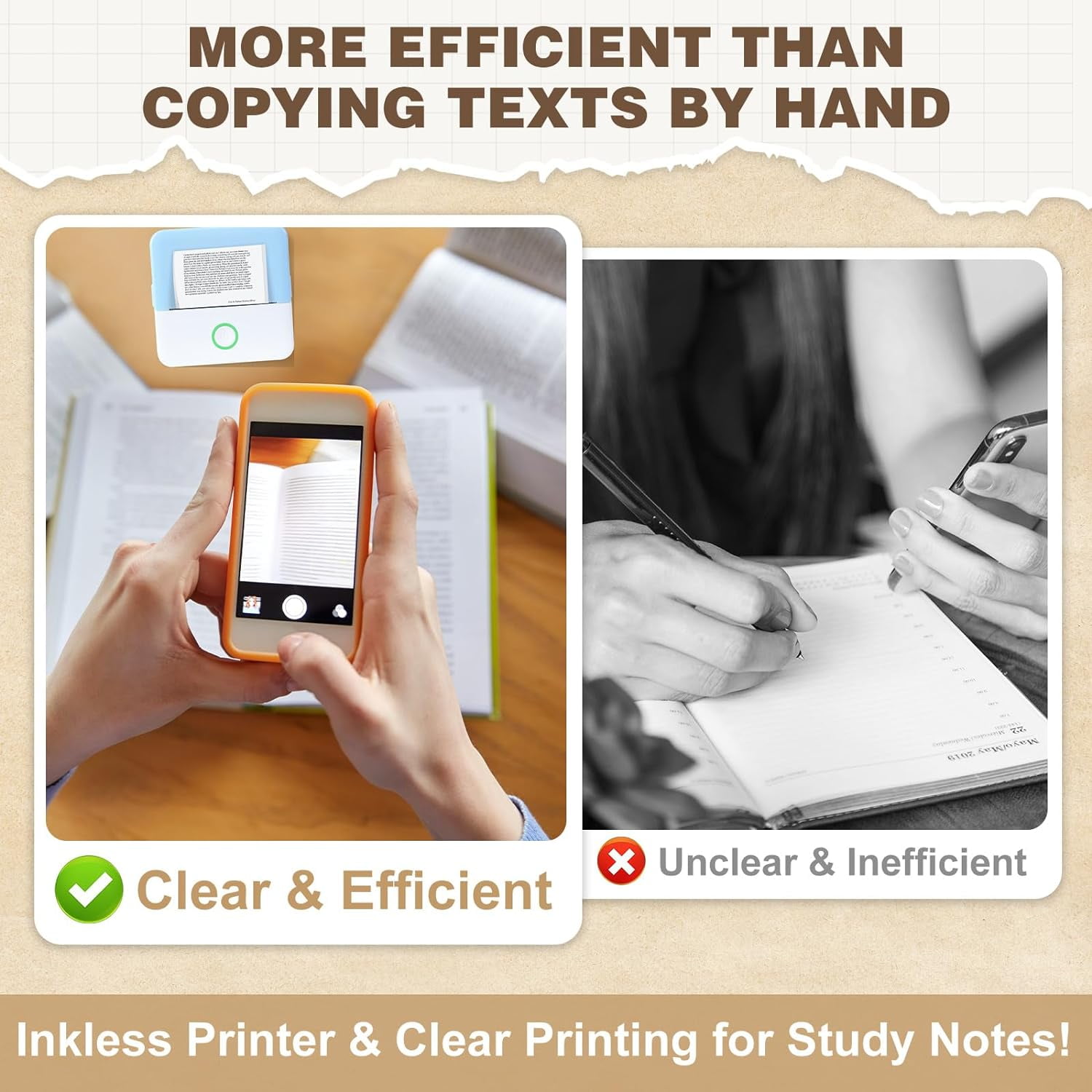 Thermal Mini Printer, Portable Inkless Sticker Maker, Bluetooth Printer for Phone, Wireless Label Printer with Tape, Free Cut Small Pocket Printer for Notes&Children DIY, Compatible with iOS&Android