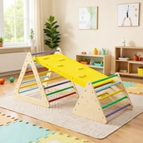 Resenkos 3 Piece Toddler Triangle Set Montessori with 2 Climbing Triangles and 1 Ramp-Colorful