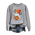thumbnail image 2 of Womens Sweatshirts Halloween Printed Round Neck Long Sleeved Sweatshirts Gray, 2 of 4