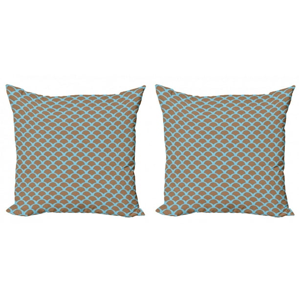 fish throw pillow cushion cover pack of 2 squama pattern designer double stroller blue circles