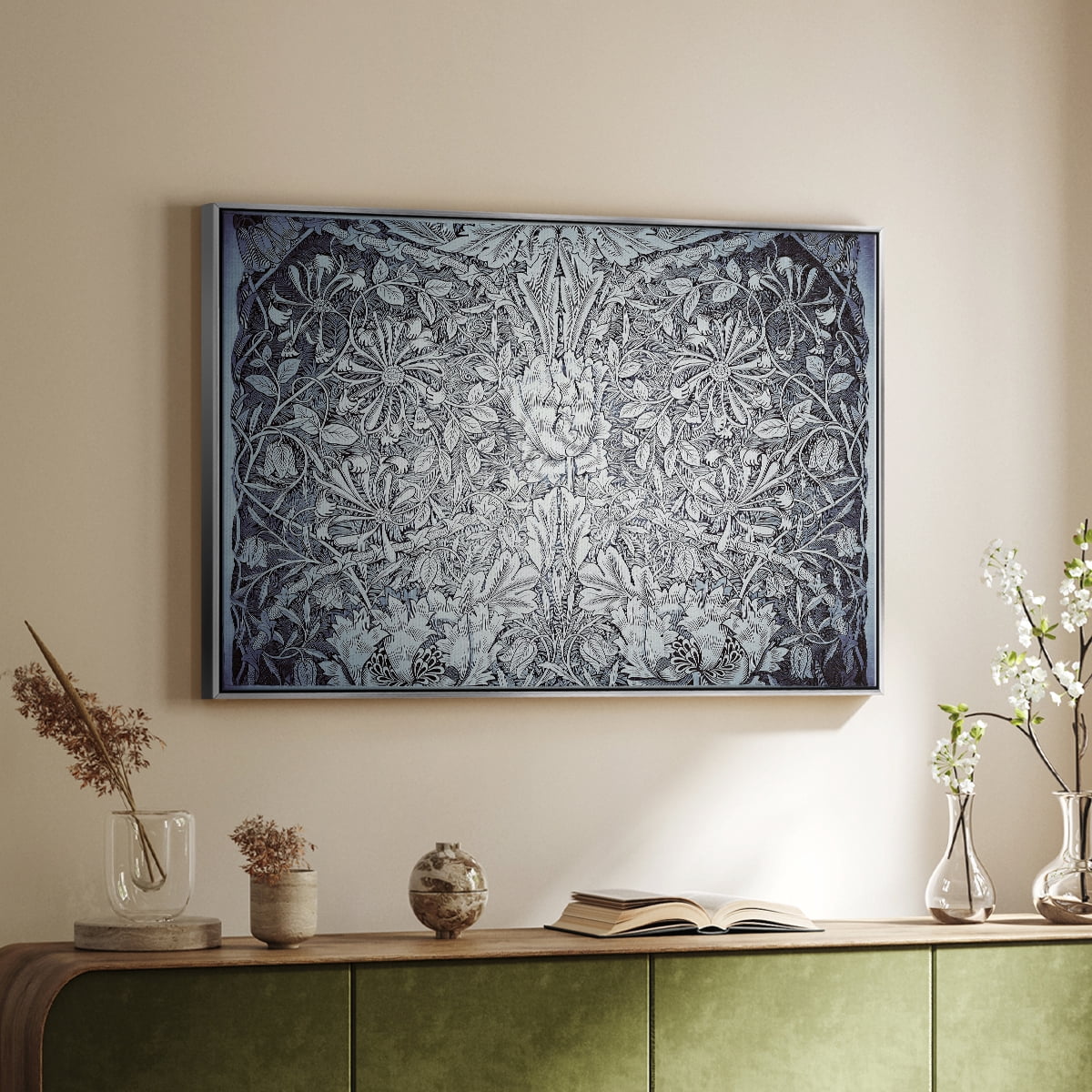 Vintage Abstract Print-LV Framed in Silver Wood Gallery Wrapped Canvas 27 in. x 41 in.