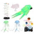 thumbnail image 2 of 6 uds. Decoraciones brillantes para peceras, simulación de silicona, algas, loto plateado, hoja de loto, plumas, adornos de medusas de Coral, 2 of 12