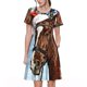 thumbnail image 1 of Easygdp Christmas Horse para Vestido Transpirable de Mujer, Vestido Suelto de Manga Corta con Pliegues y Bolsillos para el Verano, 1 of 6
