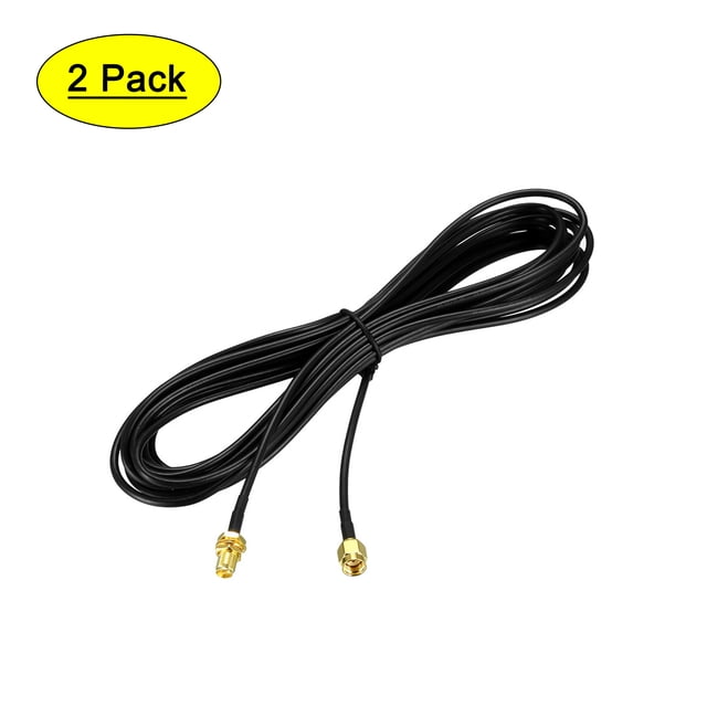 Uxcell 20 '' RG174 RP-SMA macho a RP-SMA hembra cable de extensión de antena de longitud más larga metal negro 2 piezas