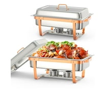Yeshouse 8 Quart Stainless Steel Chafing Dishes - Folding Frame Food Warmers for Parties and Catering
