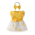 thumbnail image 1 of Robes Décontractées pour Bébés Filles Été Couleur Unie Col Rond Sans Manches en Tulle Floral Danse Fête Princesse Robe d'Été Tenue de Vacances, Jaune, 9-12 Mois, 1 of 6