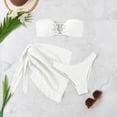 thumbnail image 5 of JoveMarine Women's Push-Up Three-Piece Bikini Set, Sexy Two-Piece Swimsuit with Padded Cups, Enhanced Lift Bikini Sets for Women,White M, 5 of 7
