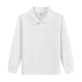 thumbnail image 2 of YOUYEDIAN Back to School Kids Polo Shirts Long Sleeve Warm Comfy Lapel Collar Versatile School Uniform Spring Fall Solid Color Casual Sport Cotton Top, 2 of 4