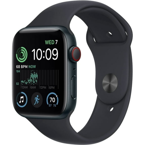 Pre-Owned Apple Watch SE (2nd Generation) - GPS Cellular- 44mm - Midnight Aluminum Face with Midnight Sport Band