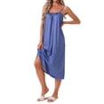 thumbnail image 4 of INSPIRE CHIC Women's Nightgowns Stripe Loungewear Long Nightshirts Adjustable Strap Camisole Sleepshirt Pajama Dresss XL Blue, 4 of 6