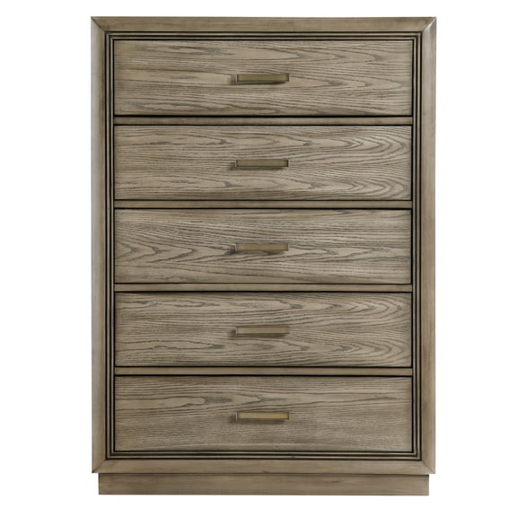 Steve Silver Sonoma Modern Vertical Dresser with 5 Drawers and Brass Hardware, Cocoa Gray