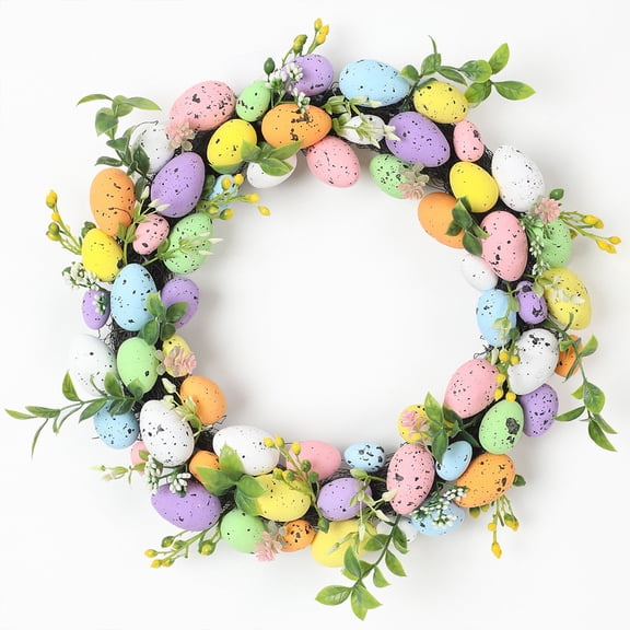 Gxdcog Easter Egg Wreath for Front Door, Artificial Eggs Wreath Decorations for Wall Window Indoor Outdoor