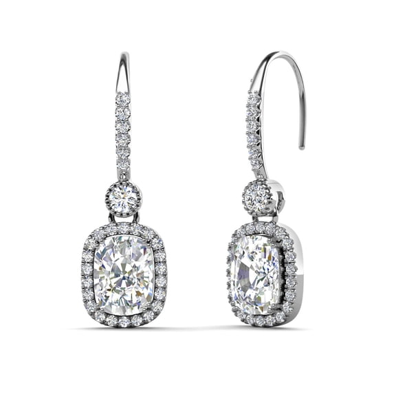 Cate & Chloe Athena 18k White Gold Plated Drop Earrings with Simulated Diamond Crystals for Women