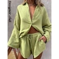 thumbnail image 2 of Conjunto de pantalones cortos de chándal informal para mujer, camiseta de manga larga de verano, Tops y Mini pantalones cortos con cordón, traje de salón, conjunto de dos piezas Tan Jianjun unisex, 2 of 2