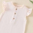 thumbnail image 4 of Sleeveless Solid Romper for Toddler Baby Girl Boy Cotton Fly Sleeve Jumpsuit, 4 of 6