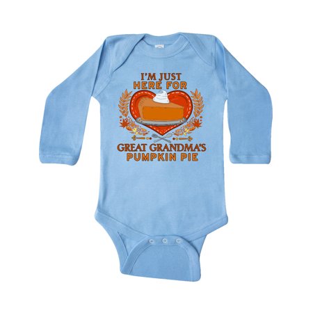

Inktastic I m Just Here for Great Grandma s Pumpkin Pie with Heart Gift Baby Boy or Baby Girl Long Sleeve Bodysuit