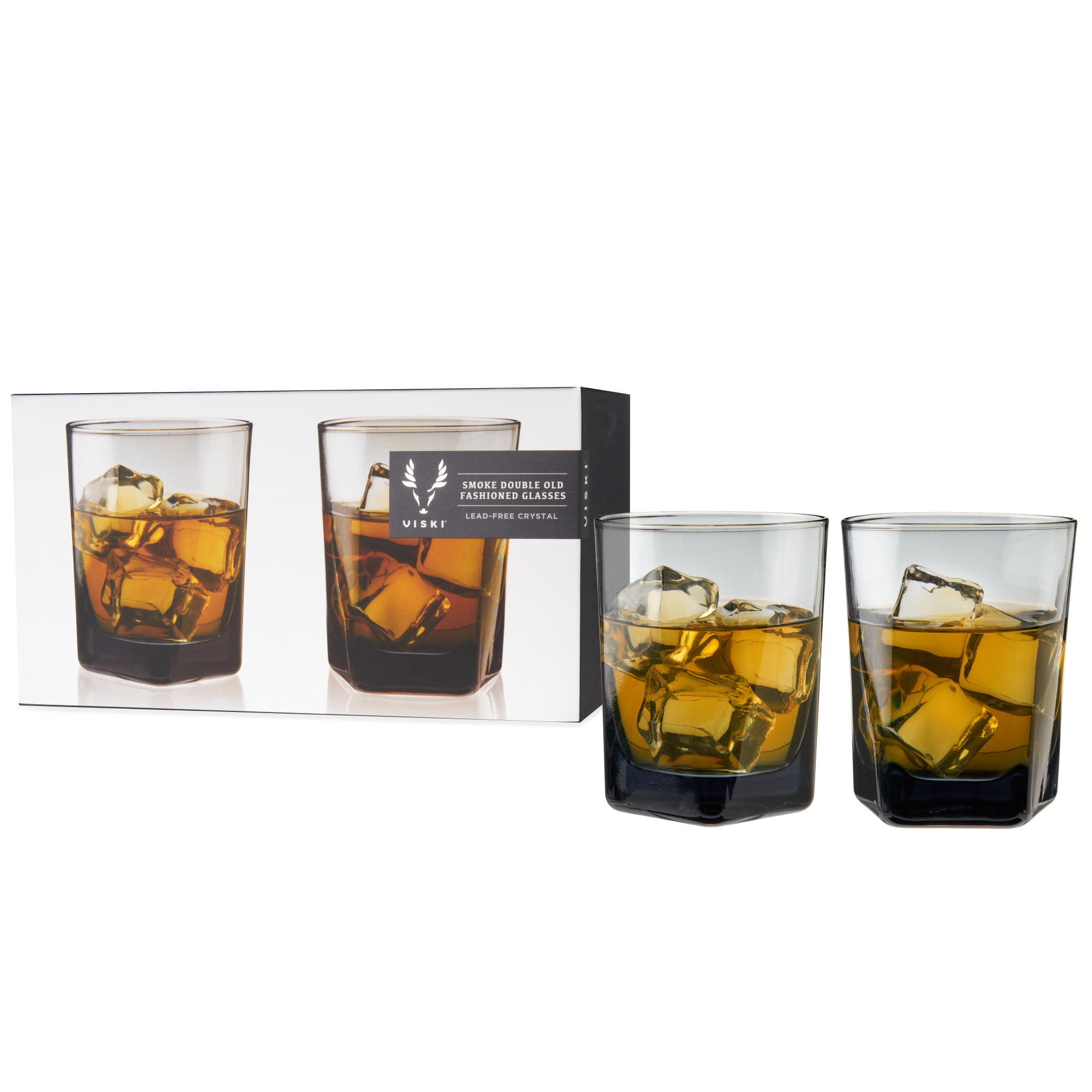 8 oz Cocktail Glass Gift Set Lead-Free Premium Crystal Glass Viski Crystal Negroni Tumblers Set of 2 Stylish Lowball Cocktail Glasses
