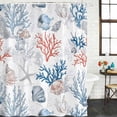thumbnail image 2 of Blue Red Coral Bathroom Shower Curtains with 12 Hooks Polyester Waterproof Shower Curtain for Stalls and Bathtubs Coastal Shell Starfish Ocean Decorative Bathroom Privacy Curtain 60x72 Inches, 2 of 8
