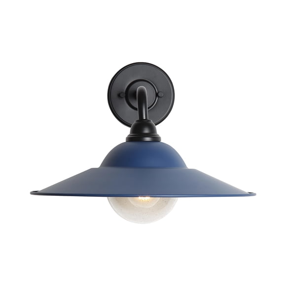 Croma Applique Murale 15 Pouces - Extérieur en Noir Mat avec Abat-Jour Bleu Mat