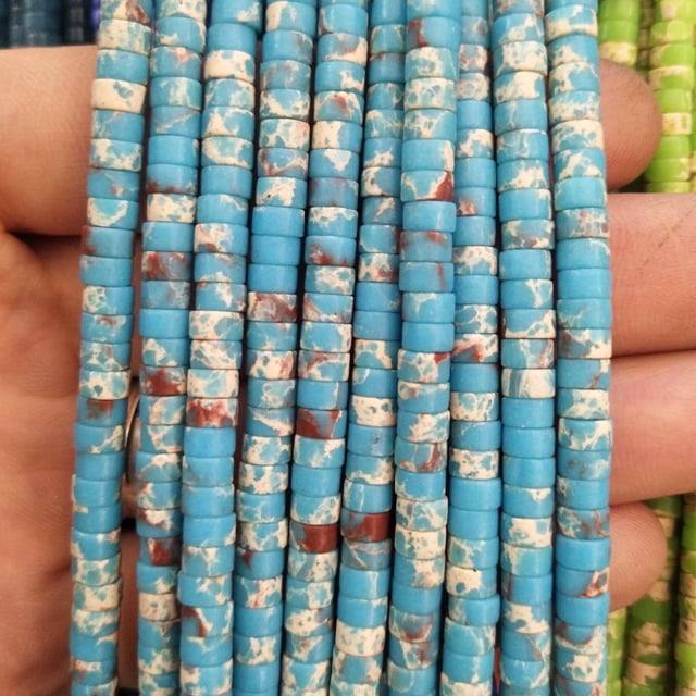 Xiao Hua 1 pieza de 2 * 4 mm de piedra espaciadora natural, espaciador de joyería DIY, espaciador de piedra natural azul, collar, pulsera, accesorios de joyería tejidos