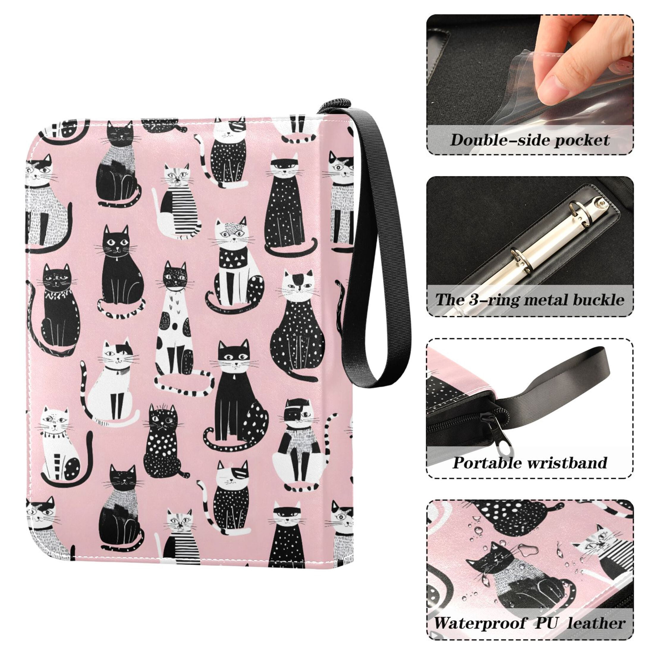 ALAZA Cat Geometry Art Trading Card Binder 4 Pocket Cards Collection Album 400 Folder Holder