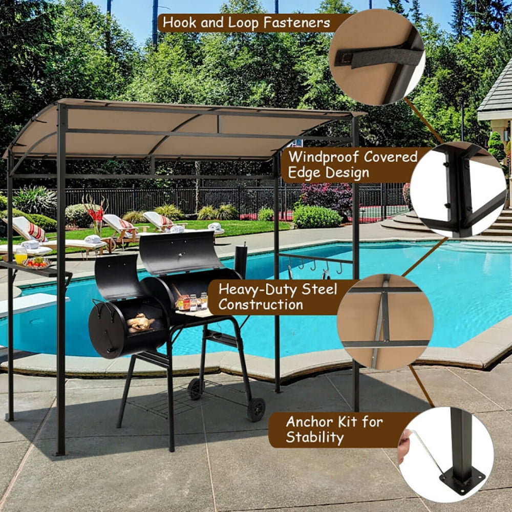 Aimee Lii 7 x 4.5 Feet Grill Gazebo Outdoor Patio Garden BBQ Canopy Shelter, Backyard Canopy Gazebo, Brown Aimee Lii 7 x 4.5 Feet Grill Gazebo Outdoor Patio Garden BBQ Canopy Shelter, Backyard Canopy Gazebo, Brown