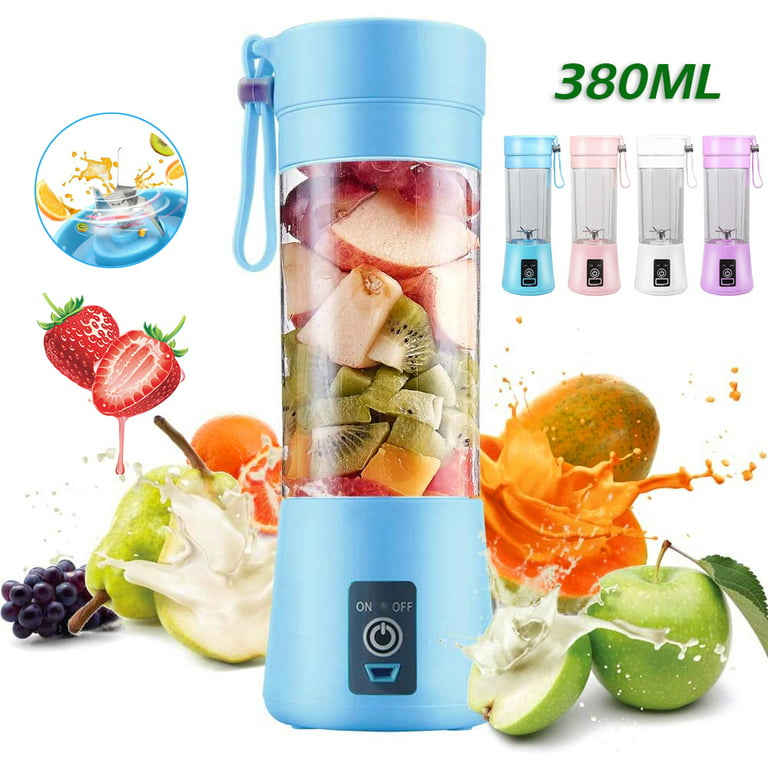 BASSTOP Fresh Juice Portable blender, Mini Juicer Cup for Smoothies and  Shakes, USB Rechargeable with 6 Blades, for Sports Travel and Outdoors,Blue