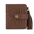 thumbnail image 3 of Montana West Small Wallet for Women Floral Embossed RFID Bifold Mini Card Holder with Tassel , Coffee, 3 of 7