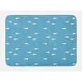thumbnail image 1 of Cartoon Airplane Bath Mat, Fun Play Theme Paper Airplane Routes as Heart Shapes and Stars, Plush Bathroom Decor Mat with Non Slip Backing, 29.5" X 17.5", Blue and White, by Ambesonne, 1 of 2