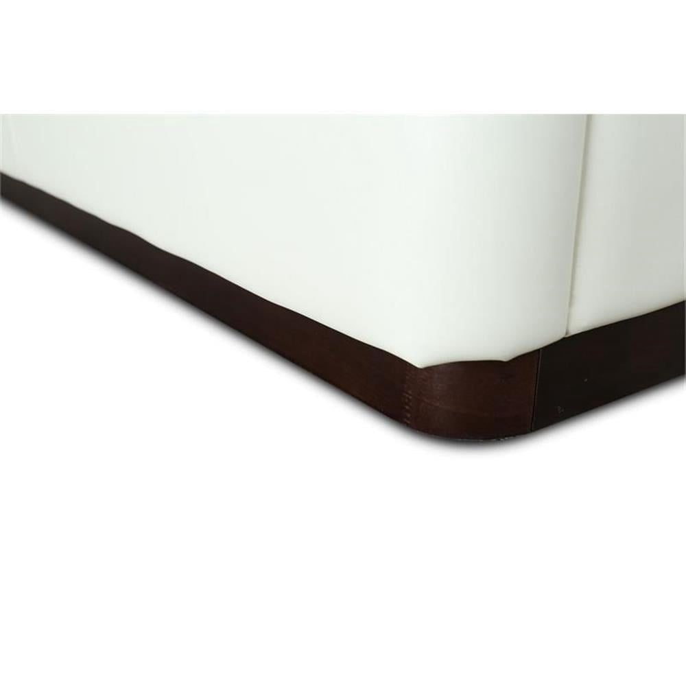 Manhattan Comfort Lenyx Faux Leather Queen Size Bed Frame in Cream