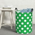 thumbnail image 6 of Fotbe Green And White Polka Dot Pattern Laundry Basket with Handles, Waterproof Large Laundry Hamper, Wash Bag for Corner Dorm, Rolling Laundry Basket with Handles-Medium, 6 of 6