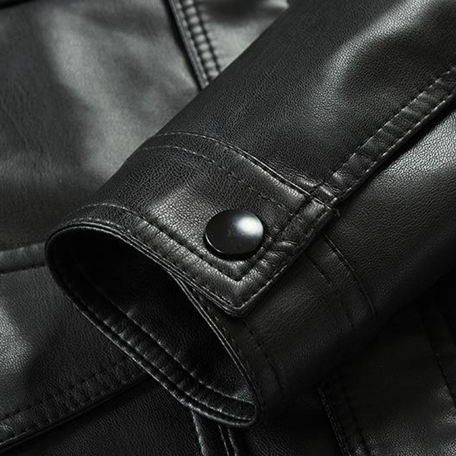 JURANMO Mens Genuine Leather Motorcycle Jacket,Men's 2024 Trendy Faux Leather Coat Work Clothes Casual Long Sleeve Lapel Collar Pockets Full Zipper Fitted Jacket Suit Coats