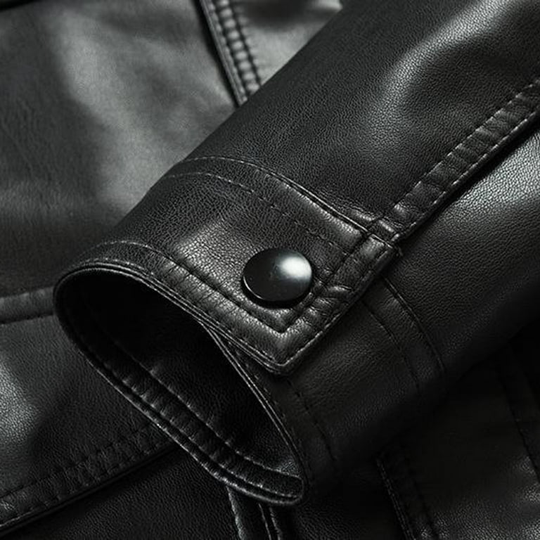 Elainilye Fashion Black Jacket Casual Workwear Clothes Faux Leather Coat  Lapel Pocket Zipper Fitted Jacket Suit Coat Long Sleeve Top 