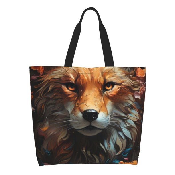 Balery Floral Fox Bolsa Tote Estilo Estético con Cremalleras, Bolsa de Hombro, Bolsa de Compras Grande y Plegable