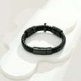 thumbnail image 6 of Mens Double-Band Black Braided Leather Bangle Bracelets Cremation Jewelry for Ashes Wristband Memorial Urn Bangle with Cross Charm, 6 of 7