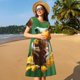 thumbnail image 4 of Disketp Tree Frog Sitting On Sunflowes para Vestido de Manga Corta para Mujeres, Vestidos de Verano para Mujeres, Casual y Holgado para la Playa, 4 of 6