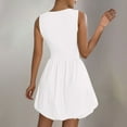 thumbnail image 3 of Summer Bubble Dresses for Women 2025 Casual Sleeveless Tank Mini Short Dress Crew Neck Smocked Sundress with Pockets, 3 of 6