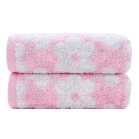 Toallas de mano Pidada con estampado floral 100% algodón, juego de 2 unidades, color rosa