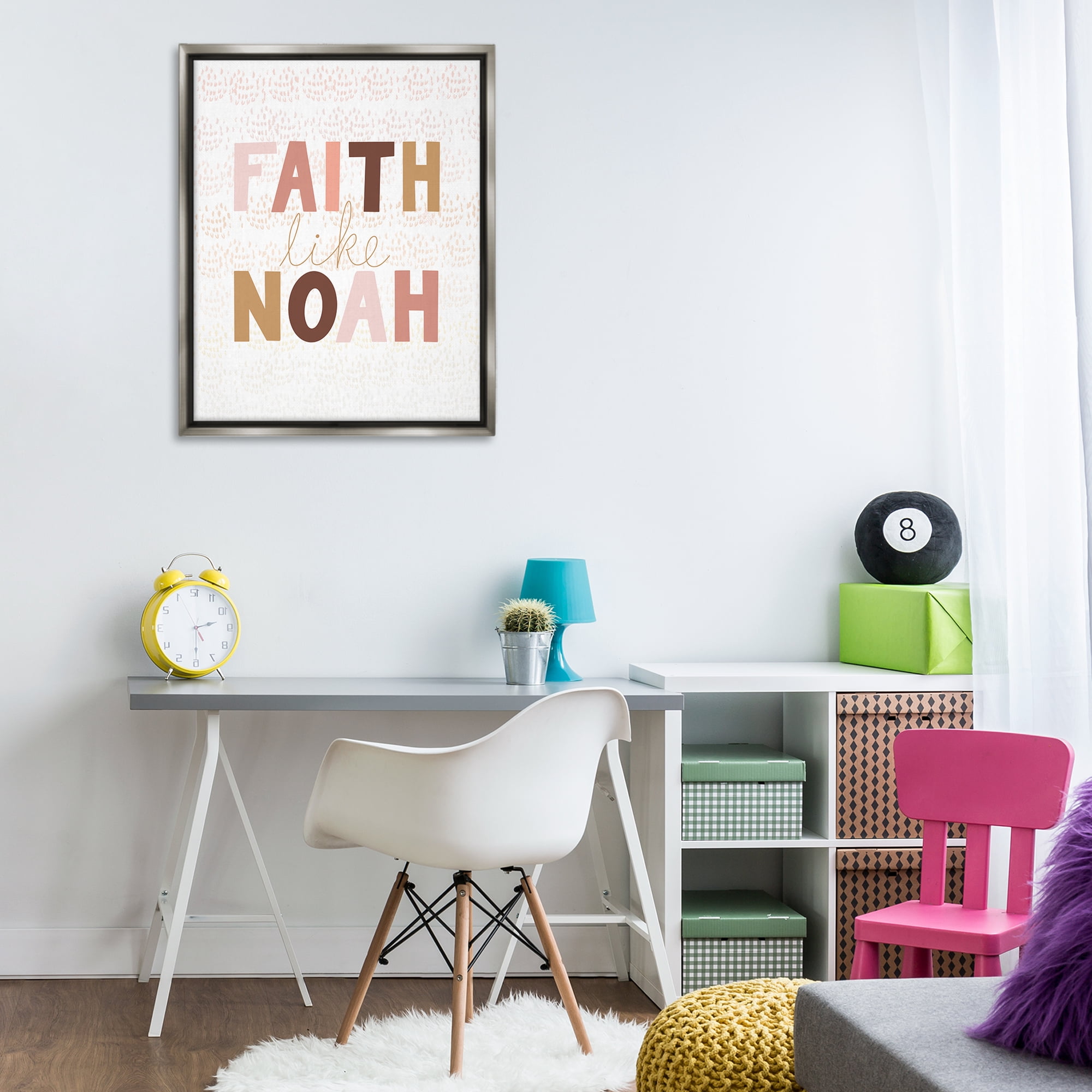 Stupell Industries Pastel Faith Like Noah's Religious Painting Gray Floater Framed Art Print Wall Art, 25 x 31