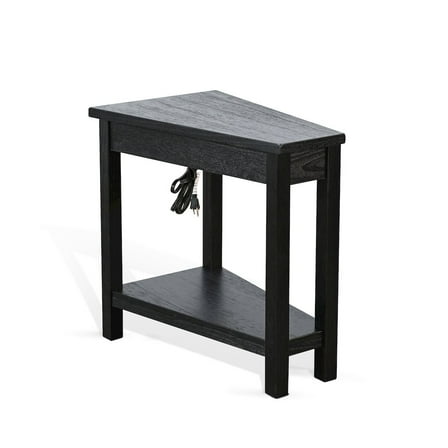 Sunny Designs Chair Side Table with Power Strip in Black Color