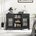 thumbnail image 4 of Costway Sideboard Buffet Cabinet with 2 Drawers 2 Doors 3 Open Compartments 4 Shelves Black, 4 of 10