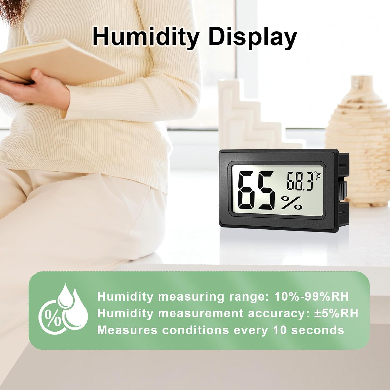 6-Pack Mini Hygrometer Indoor Humidity Meter, Digital Thermometer Gauge Monitor Fahrenheit (℉) for Reptile Thermostat, Jars Reptile, Fridge